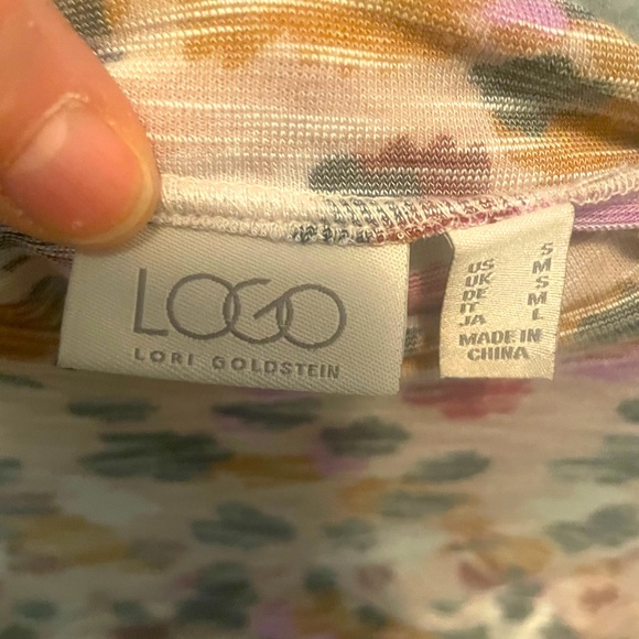 Lori Goldstein Floral Printed Peplum Sweaterknit Mock Neck Top - Picture 8 of 10